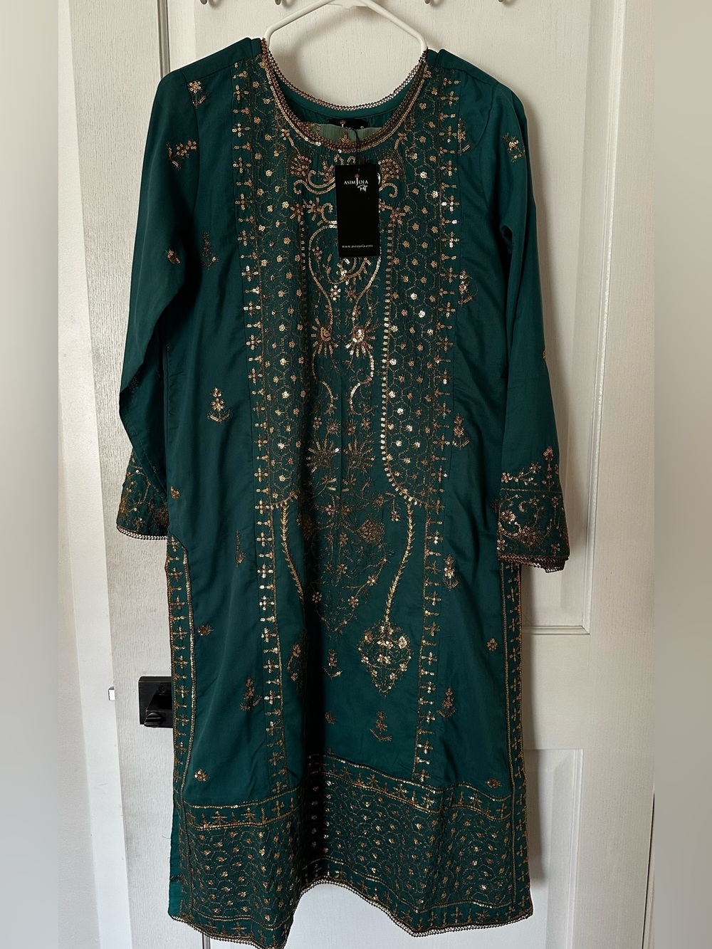 Asim Jofa Embellished Teal Green Women's Desi Suit